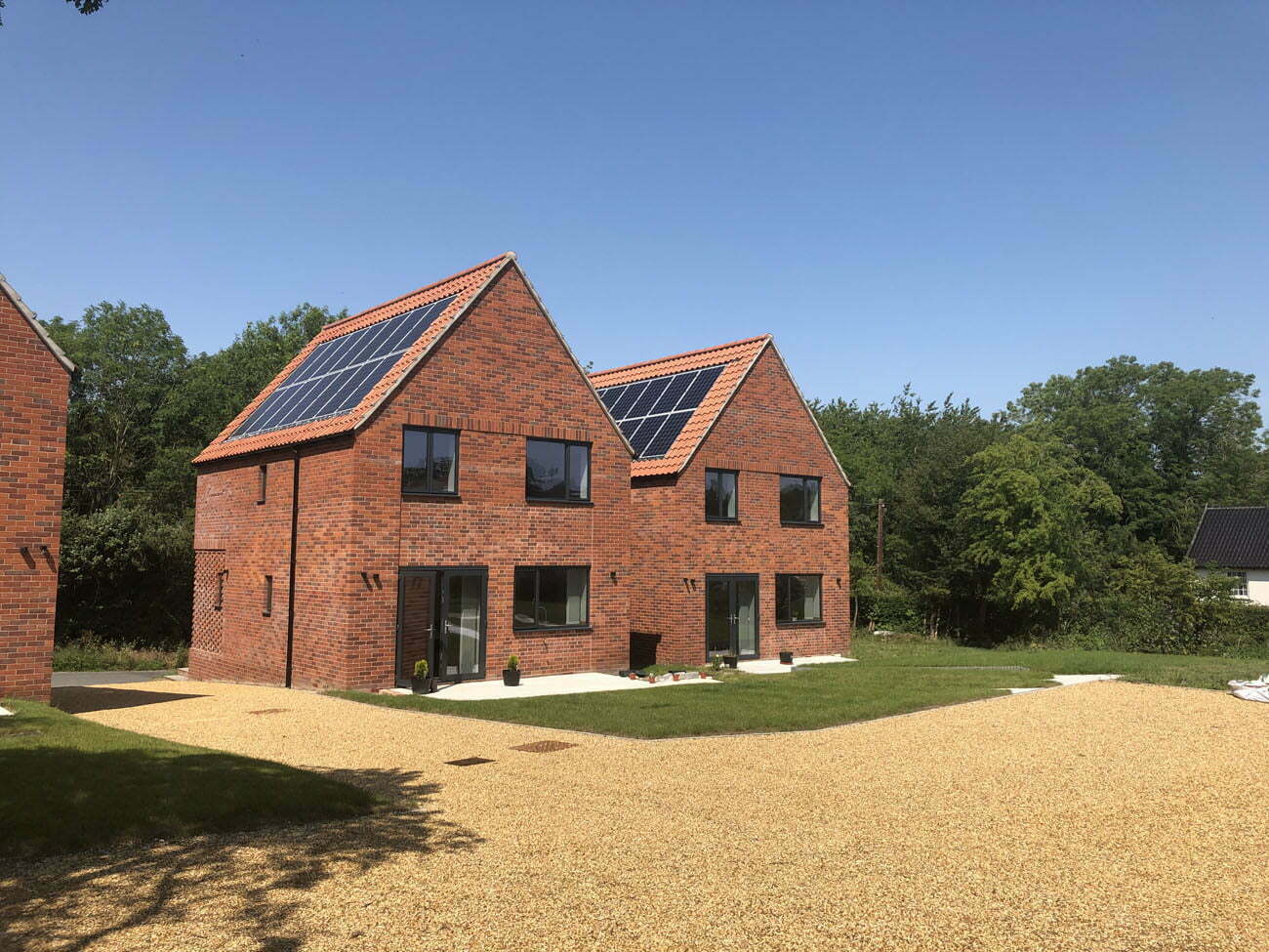 New eco dwellings, Wetheringsett, Suffolk